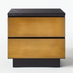 Logan 2-Drawer Brass And Black Marble Nightstand 16 Logan 2-Drawer Brass And Black Marble Nightstand -Furniture Sale LoganBrsNBlkMrblNghtstndSOF20