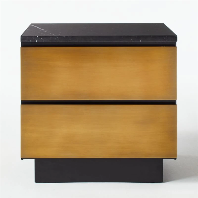 Logan 2-Drawer Brass And Black Marble Nightstand 7 Logan 2-Drawer Brass And Black Marble Nightstand - Image 5