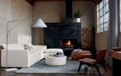 Large Brown Leather Ottoman Pouf 11 Large Brown Leather Ottoman Pouf -Furniture Sale LuminWhiteLinen4PieceSectionalJL19