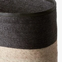 Luna Braided Two-Toned Storage Basket -Furniture Sale LunaBlackNNaturalBasketAVF19