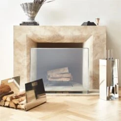 Maddox Polished Nickel Log Holder -Furniture Sale MaddoxCollectionFHF22