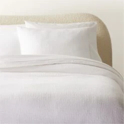 Maisa Organic Cotton Slub White Duvet Cover And Pillow Shams