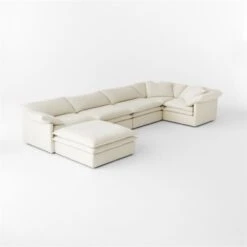 Mattea 6-Piece U-Shaped Neutral Performance Linen Sectional Sofa With Left Arm -Furniture Sale Mattea6PcNatLASect3QSSS23