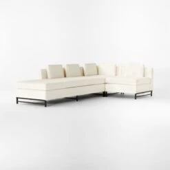 Metric 3-Piece L-Shaped White Boucle Sectional Sofa With Left Half-Back -Furniture Sale Metric3pcWhtBclLAHBSect3QSSF22