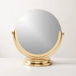 Mimi Rotating Polished Brass Vanity Mirror