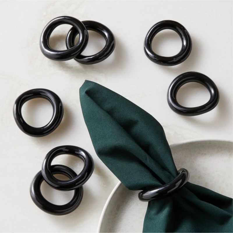 Moore Porcelain Black Napkin Rings Set Of 8 3 Moore Porcelain Black Napkin Rings Set Of 8