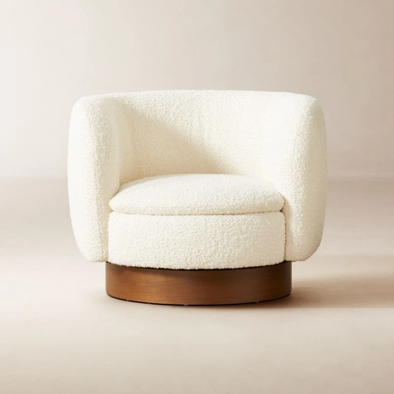 Muir White Boucle Swivel Chair 3 Muir White Boucle Swivel Chair