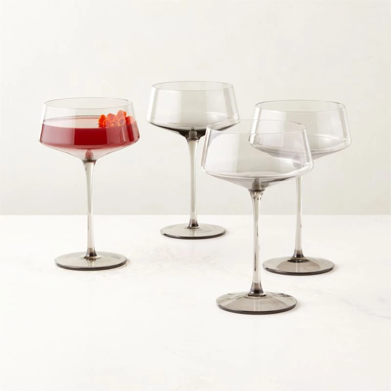Muse Smoked Coupe Cocktail Glass Set Of 4 4 Muse Smoked Coupe Cocktail Glass Set Of 4 - Image 2