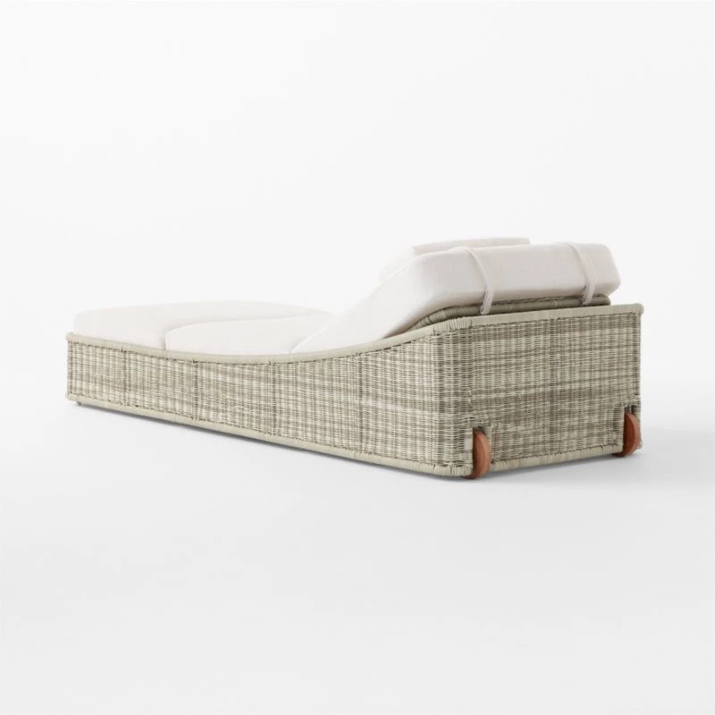 Nino Ivory Rattan Outdoor Chaise Lounge With Ivory Boucle Sunbrella® Cushions 11 Nino Ivory Rattan Outdoor Chaise Lounge With Ivory Boucle Sunbrella® Cushions - Image 9