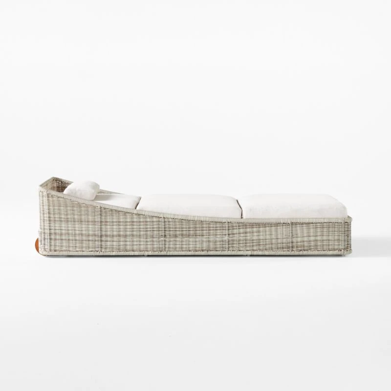 Nino Ivory Rattan Outdoor Chaise Lounge With Ivory Boucle Sunbrella® Cushions 10 Nino Ivory Rattan Outdoor Chaise Lounge With Ivory Boucle Sunbrella® Cushions - Image 8