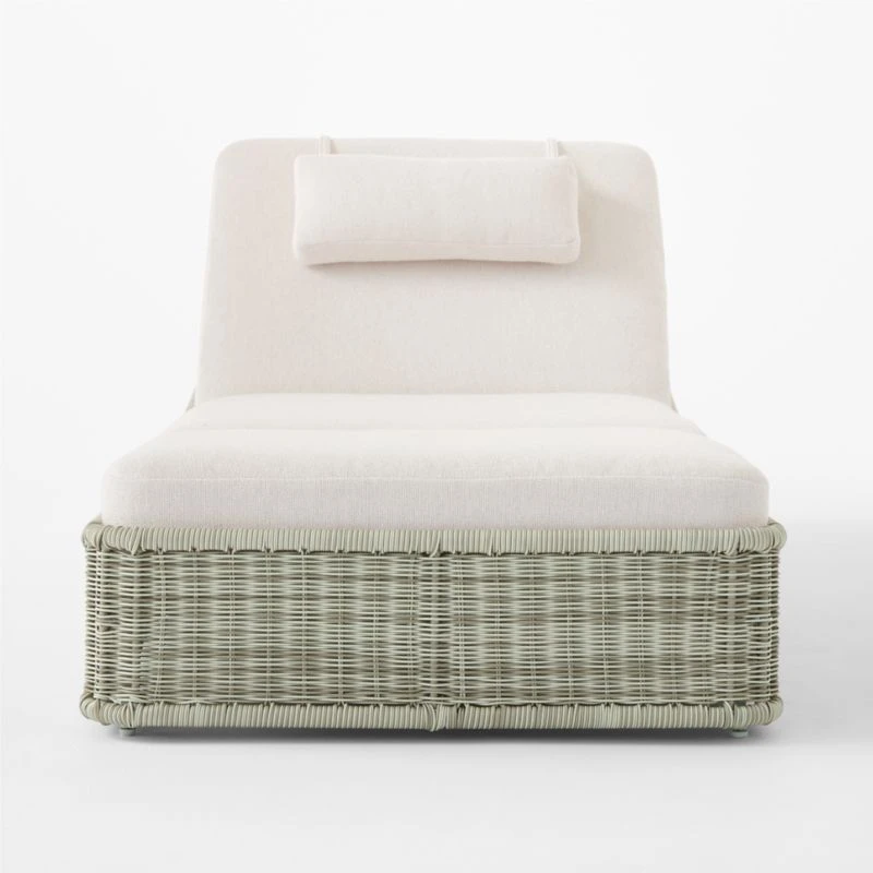 Nino Ivory Rattan Outdoor Chaise Lounge With Ivory Boucle Sunbrella® Cushions 5 Nino Ivory Rattan Outdoor Chaise Lounge With Ivory Boucle Sunbrella® Cushions - Image 3