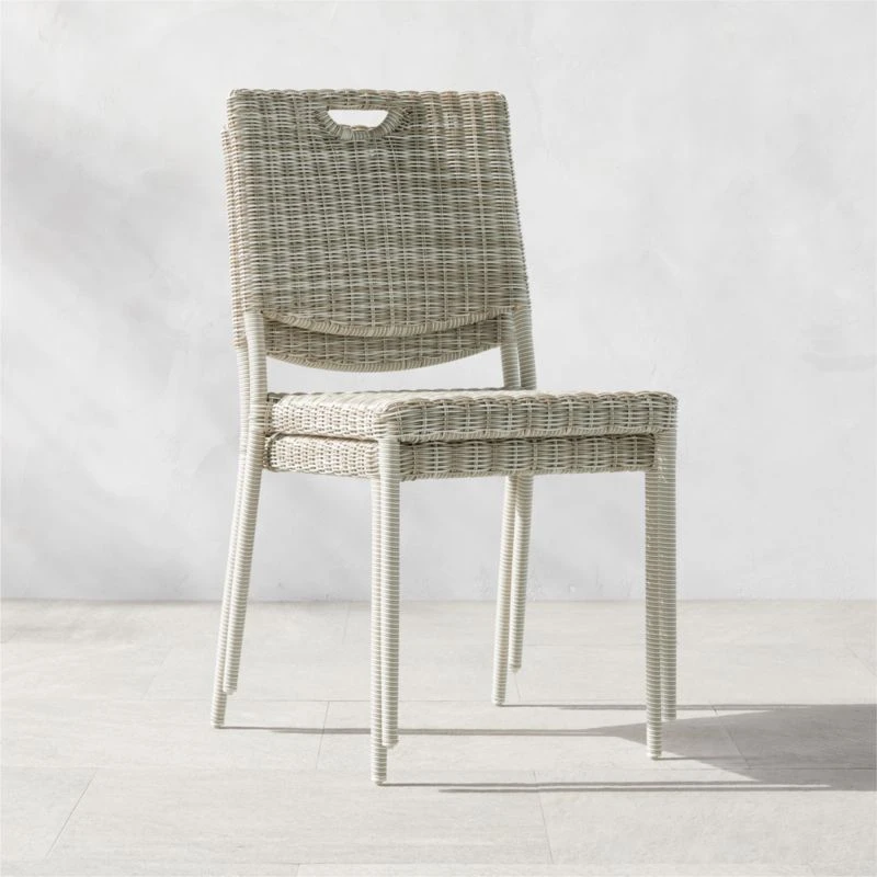 Nino Ivory Rattan Stacking Outdoor Dining Chair 5 Nino Ivory Rattan Stacking Outdoor Dining Chair - Image 3