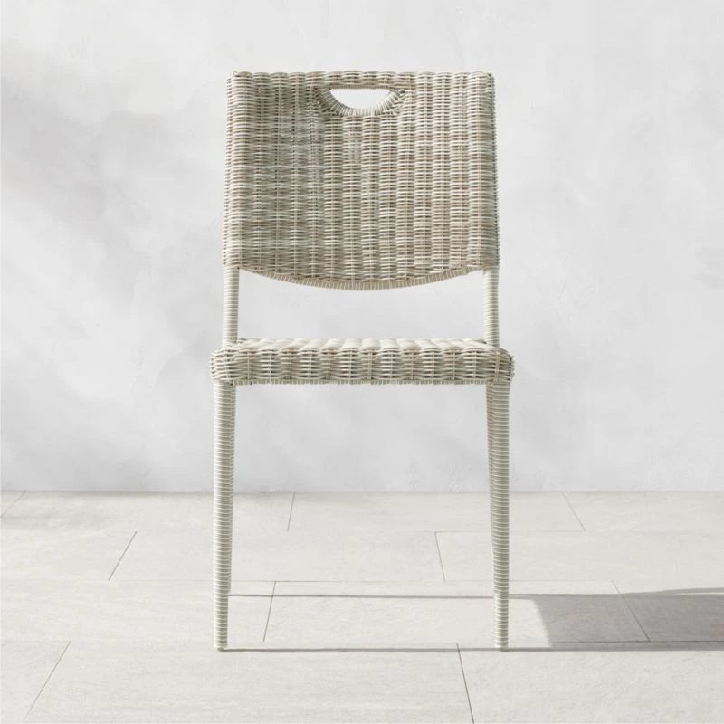 Nino Ivory Rattan Stacking Outdoor Dining Chair 3 Nino Ivory Rattan Stacking Outdoor Dining Chair