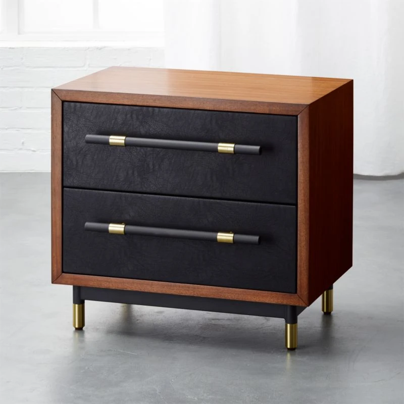 Oberlin 2-Drawer Faux Leather And Wood Nightstand 3 Oberlin 2-Drawer Faux Leather And Wood Nightstand