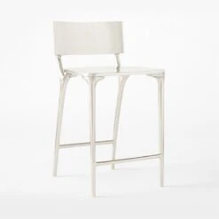 Oro Polished Silver Counter Stool Set Of 2 -Furniture Sale OroPlshdSlvrCounterStool3QSSS22