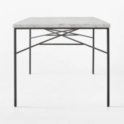 Pavilion Black Metal Outdoor Dining Table With Marble Top Large Model 6142 -Furniture Sale Pavilion6142LBkDnTbWMbTpSDSSS23