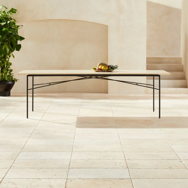 Large Pavilion Travertine Outdoor Dining Table Model 6142 3 Large Pavilion Travertine Outdoor Dining Table Model 6142