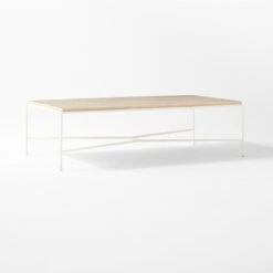 Pavilion Ivory Metal Outdoor Coffee Table With Travertine Top Model 6511 -Furniture Sale Pavilion6151IvCfTbWTrvTp3QSSS22