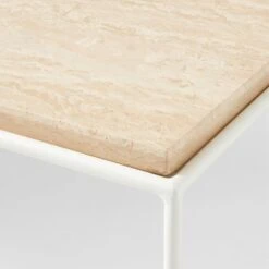 Pavilion Ivory Metal Outdoor Coffee Table With Travertine Top Model 6511 -Furniture Sale Pavilion6151IvCfTbWTrvTpAVSSS22