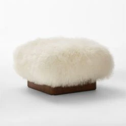 Pelosa White Sheepskin Ottoman -Furniture Sale PelosaWhtShpsknOttoman3QSSF22
