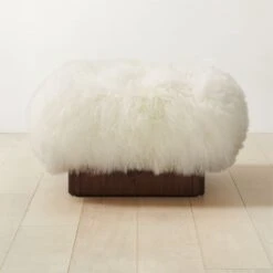 Pelosa White Sheepskin Ottoman