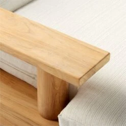 Pinet Teak Outdoor Double Chaise Lounge With Textured Ivory Perennials® Cushions -Furniture Sale PinetTeakDoubleChaiseAV2SSS23