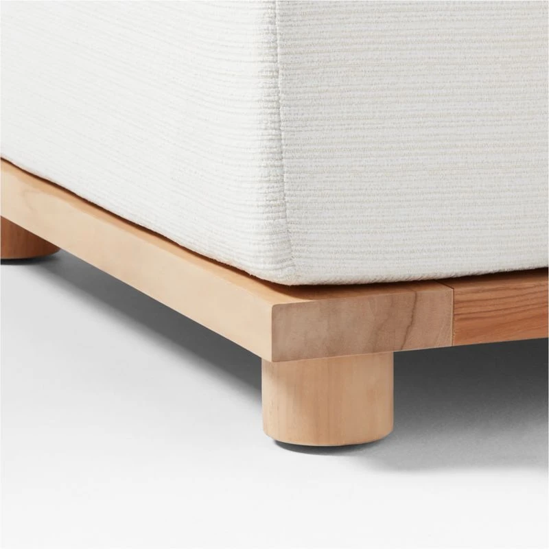 Pinet Teak Outdoor Ottoman With Textured Ivory Perennials® Cushion 7 Pinet Teak Outdoor Ottoman With Textured Ivory Perennials® Cushion - Image 5