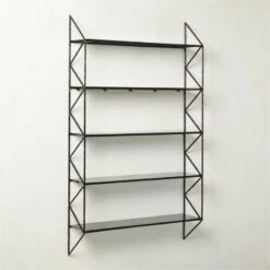 Ponte Black Metal Wall Mount Bookshelf Tall 8 Ponte Black Metal Wall Mount Bookshelf Tall -Furniture Sale PonteHmrdRdTallBookcaseAV2SHS22