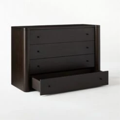 Port Low 4-Drawer Blackened Walnut Wood Dresser -Furniture Sale PortBlckndWdShrtDresser3QAVSSS21