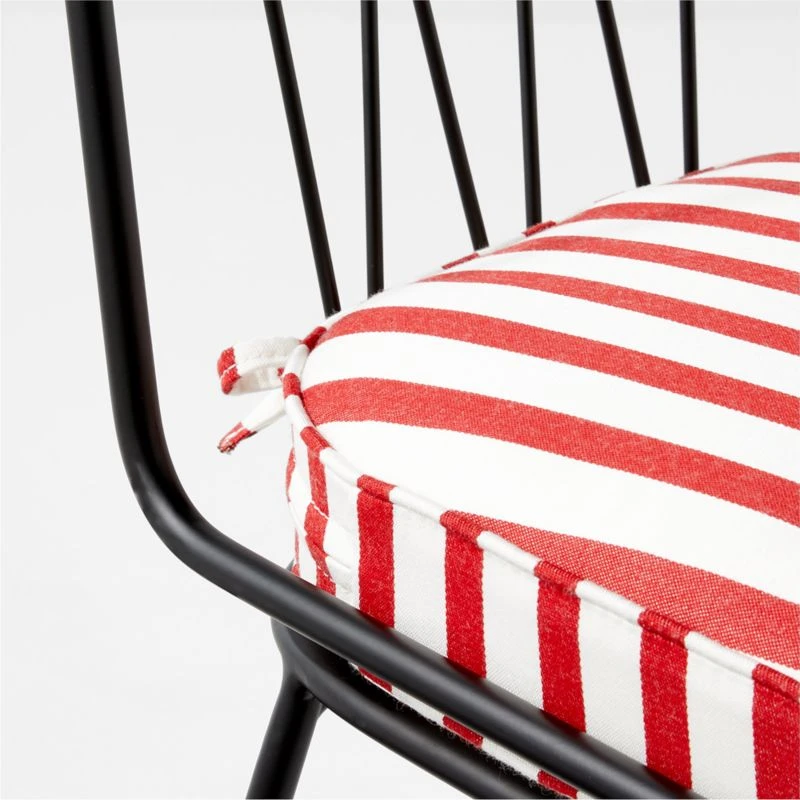 Pavilion Black Armless Outdoor Dining Chair With Striped Sunbrella ® Cushion Model 6150 Set Of 4 8 Pavilion Black Armless Outdoor Dining Chair With Striped Sunbrella ® Cushion Model 6150 Set Of 4 - Image 6