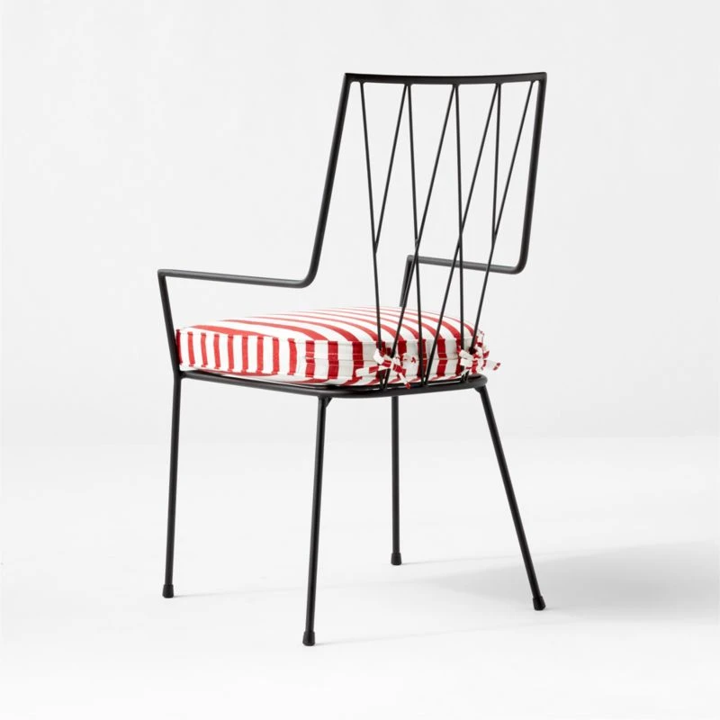 Pavilion Black Outdoor Dining Armchair With Striped Sunbrella ® Cushion Model 6160 Set Of 4 7 Pavilion Black Outdoor Dining Armchair With Striped Sunbrella ® Cushion Model 6160 Set Of 4 - Image 5