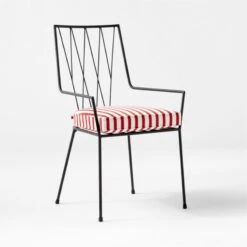 Pavilion Black Outdoor Dining Armchair With Striped Sunbrella ® Cushion Model 6160 Set Of 4 10 Pavilion Black Outdoor Dining Armchair With Striped Sunbrella ® Cushion Model 6160 Set Of 4 -Furniture Sale PvlnBkDnChrWSTdChM61603QSSS22