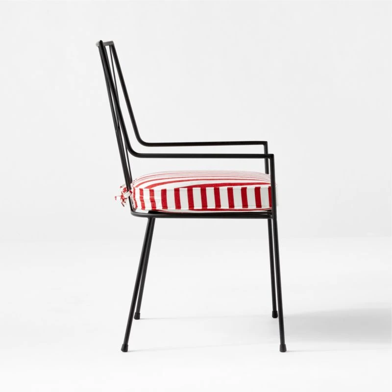 Pavilion Black Outdoor Dining Armchair With Striped Sunbrella ® Cushion Model 6160 Set Of 4 6 Pavilion Black Outdoor Dining Armchair With Striped Sunbrella ® Cushion Model 6160 Set Of 4 - Image 4