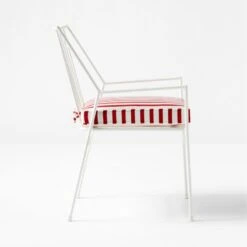 Pavilion Ivory Outdoor Dining Armchair With Striped Sunbrella ® Cushion Model 6470 Set Of 4 -Furniture Sale PvlnIvDngChrWStdChM6470SDSSS22 2