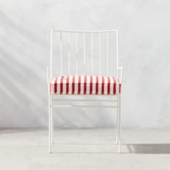 Pavilion Ivory Outdoor Patio Dining Armchair With Striped Sunbrella Cushion Model 6470