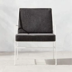 Pavilion Ivory Metal Outdoor Lounge Chair With Grey Cushion Model 6471