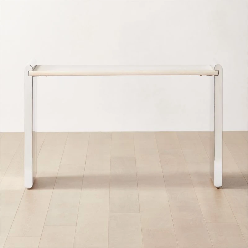 Raggio Stainless Steel Desk With White Wood Top 3 Raggio Stainless Steel Desk With White Wood Top