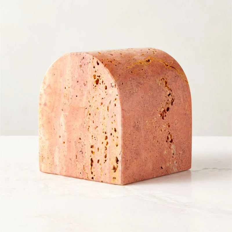 Red Travertine Arched Bookend 3 Red Travertine Arched Bookend
