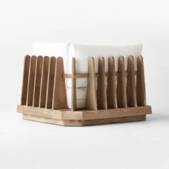 Riposo Teak Wood Outdoor Corner Chair With Boucle Sunbrella ® Cushions -Furniture Sale RiposoTeakCornerChair3QBSSS22