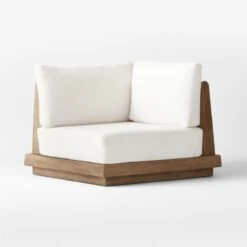 Riposo Teak Wood Outdoor Corner Chair With Boucle Sunbrella ® Cushions -Furniture Sale RiposoTeakCornerChair3QSSS22