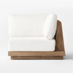 Riposo Teak Wood Outdoor Corner Chair With Boucle Sunbrella ® Cushions -Furniture Sale RiposoTeakCornerChairSOSSS22