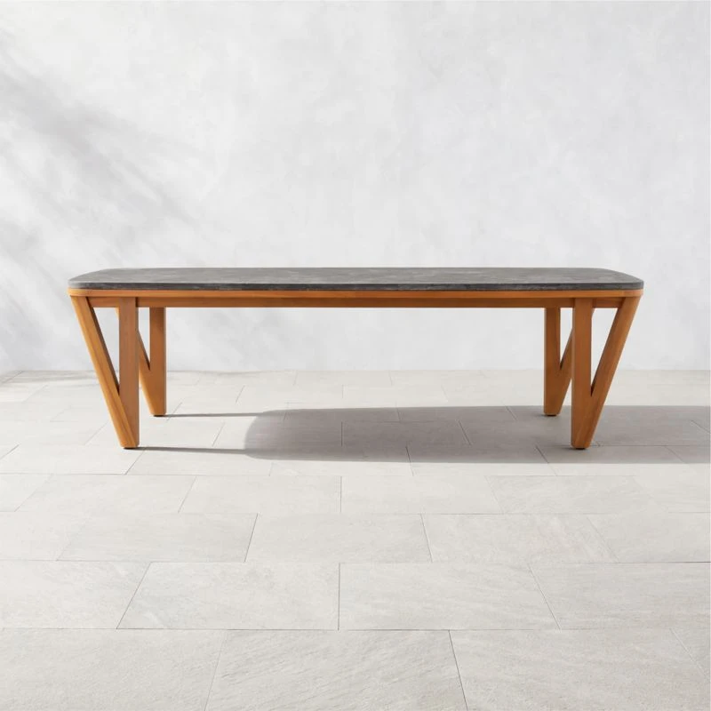 Roc Bluestone And Teak Outdoor Dining Table 3 Roc Bluestone And Teak Outdoor Dining Table