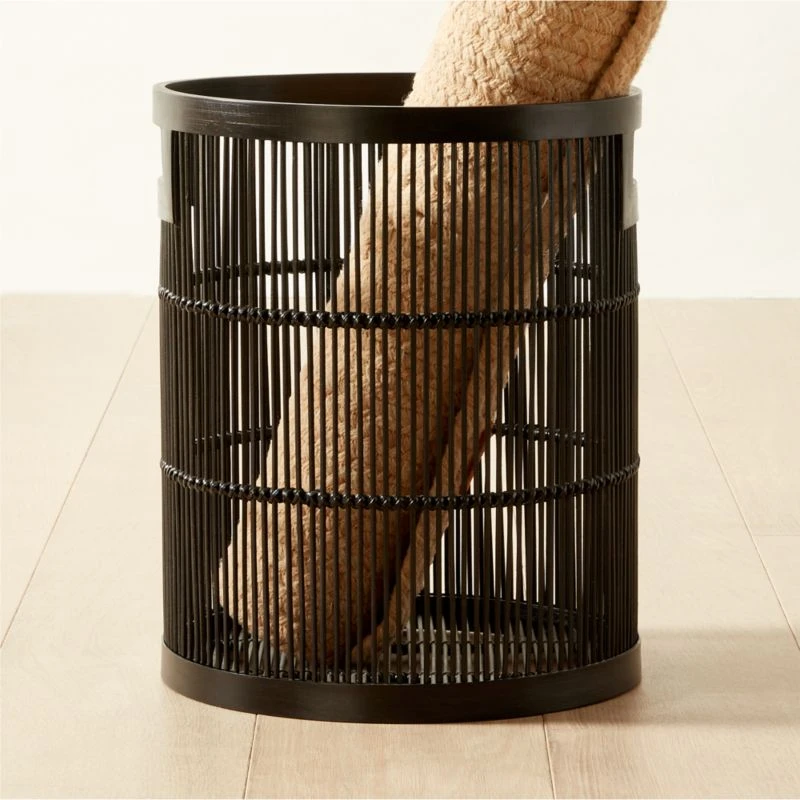 Ronan Black Bamboo Storage Basket Small 5 Ronan Black Bamboo Storage Basket Small - Image 3