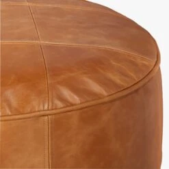 Round Saddle Leather Ottoman-Pouf -Furniture Sale RoundSddlLthrPoufOttomanAVS20