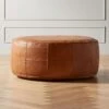 Round Saddle Leather Ottoman-Pouf -Furniture Sale RoundSddlLthrPoufOttomanSHS20 1x1