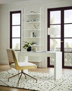 Stairway White Wall-Mounted Bookcase - 96" Height -Furniture Sale RunwayWhiteLacquerDeskAG18