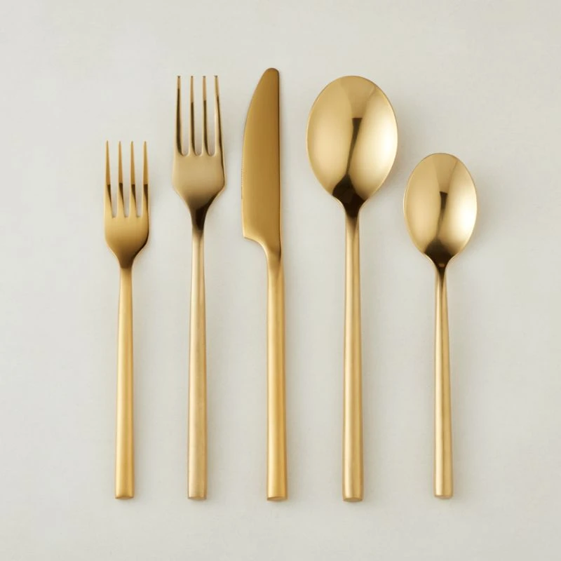 20-Piece Rush Brushed Gold Flatware Set 3 20-Piece Rush Brushed Gold Flatware Set