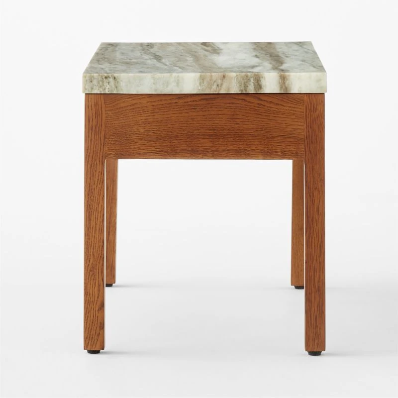 Ryne Oak Wood Nightstand With Marble Top 7 Ryne Oak Wood Nightstand With Marble Top - Image 5