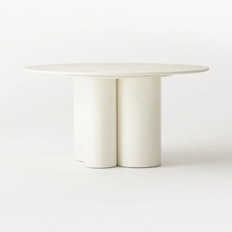 Sannois Round Lacquered Linen White Dining Table 7 Sannois Round Lacquered Linen White Dining Table - Image 5