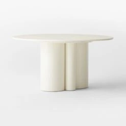 Sannois Round Lacquered Linen White Dining Table 11 Sannois Round Lacquered Linen White Dining Table -Furniture Sale SannoisLcqrdLnDnngTable3QSSS22